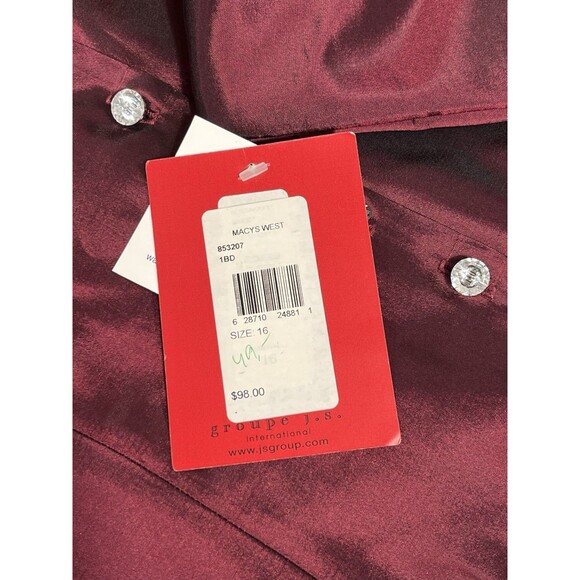 JS Collections Evening Top Jacket Blazer Rhinestone Buttons shiny metallic Sz 16 - Picture 9 of 14